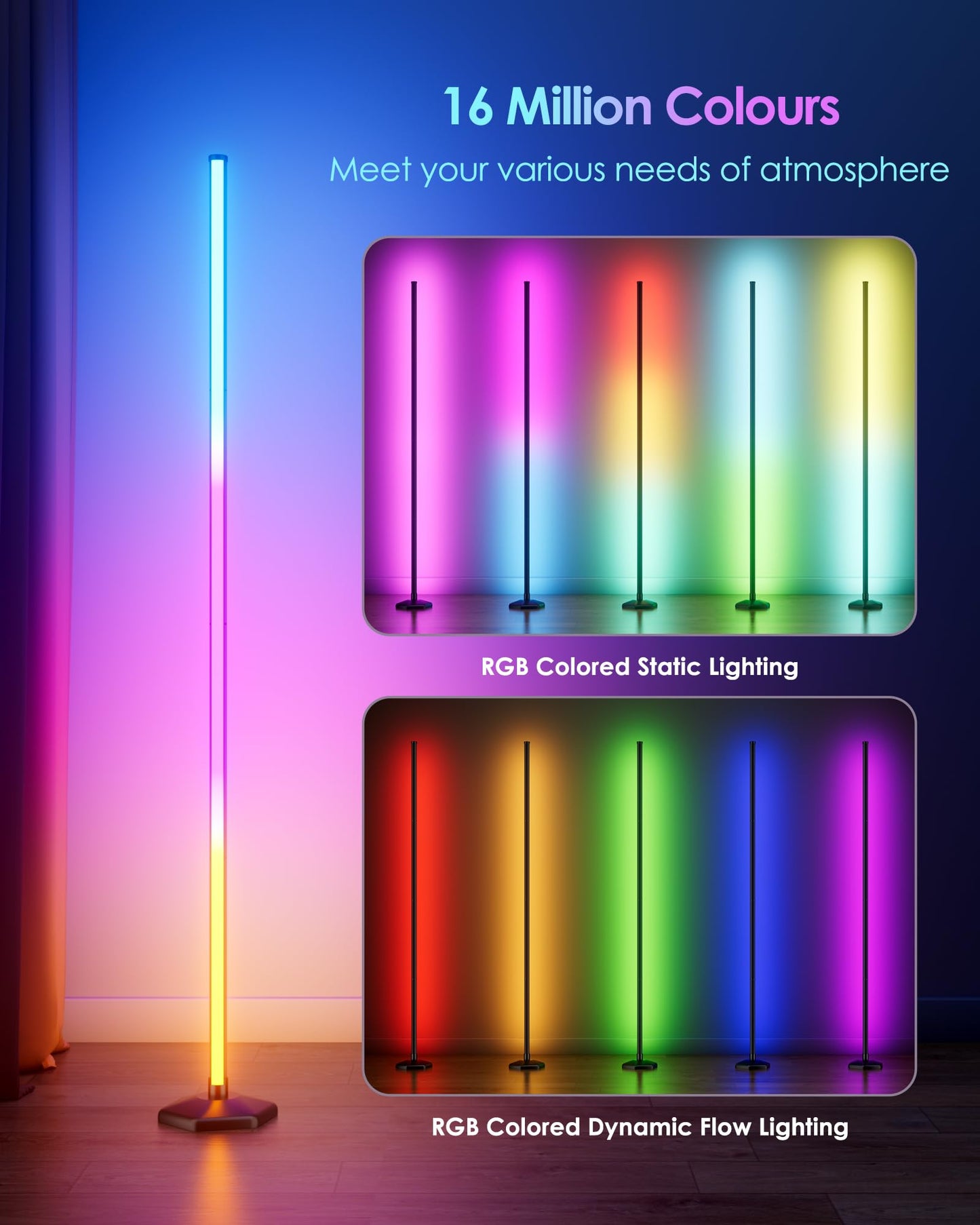 2x RGB Color Changing Floor Lamp