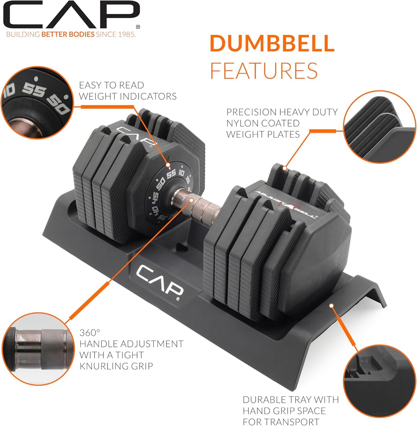 CAP Barbell ADJUSTABELL - 55LBS (Adjustable Dumbbells)