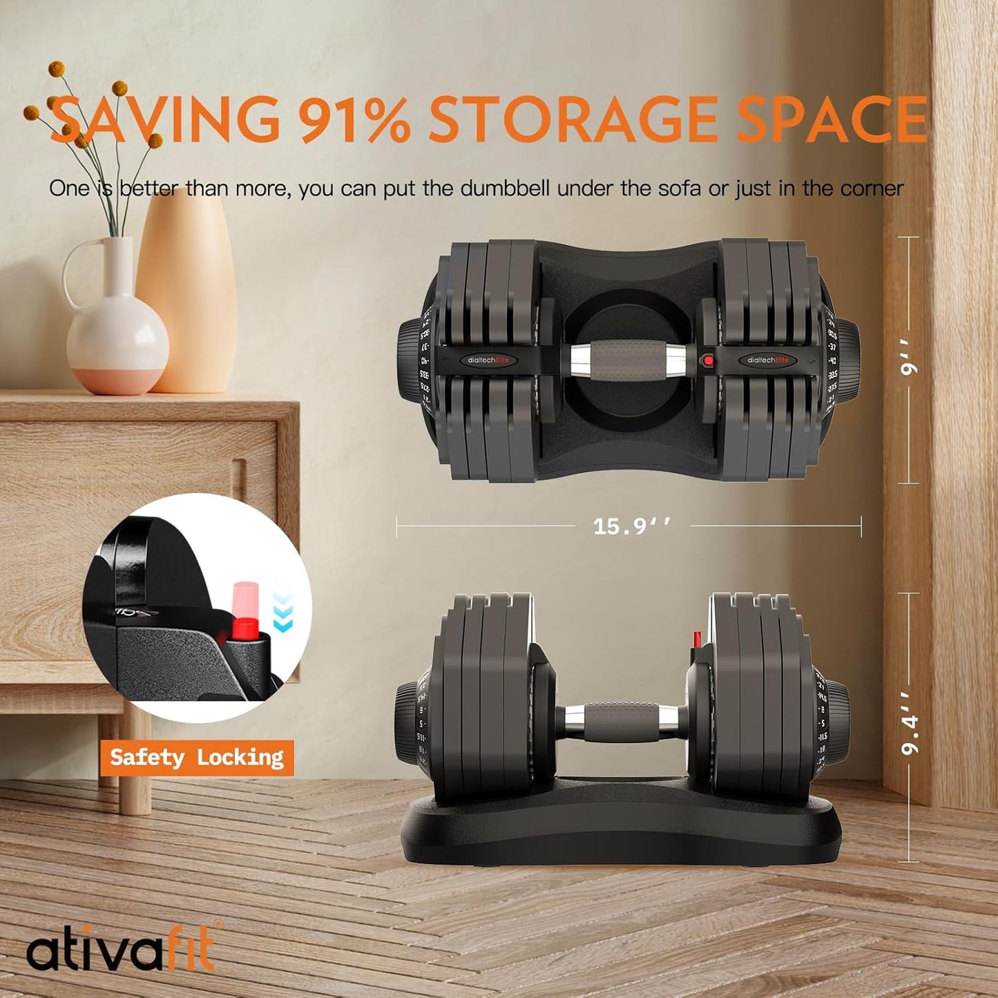 Ativafit Adjustable Dumbbell - 66LBS